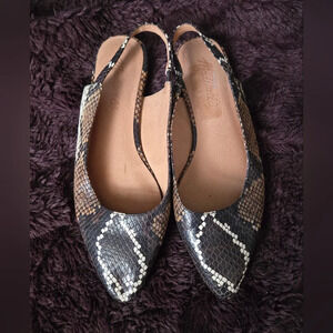 Madewell | The Margot Slingback Flat in Snake Embossed Leather Sz 6